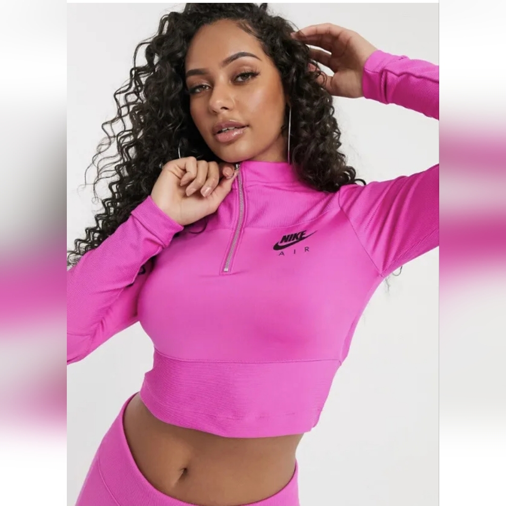 Nike Air Pink Crop Half Zip Long sleeve top Size XS
